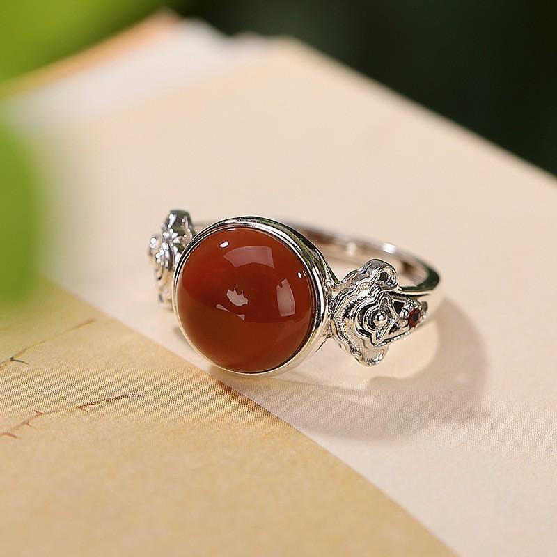 Adjustable Unisex Ring In Vintage Chinese Style With Cloud Motif Copper Electroplated Open Finger Men Women