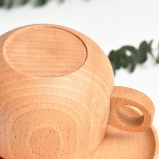 Good Carved Beautiful Coffee Cup Wood Natural Food-grade Milk Cup for Home