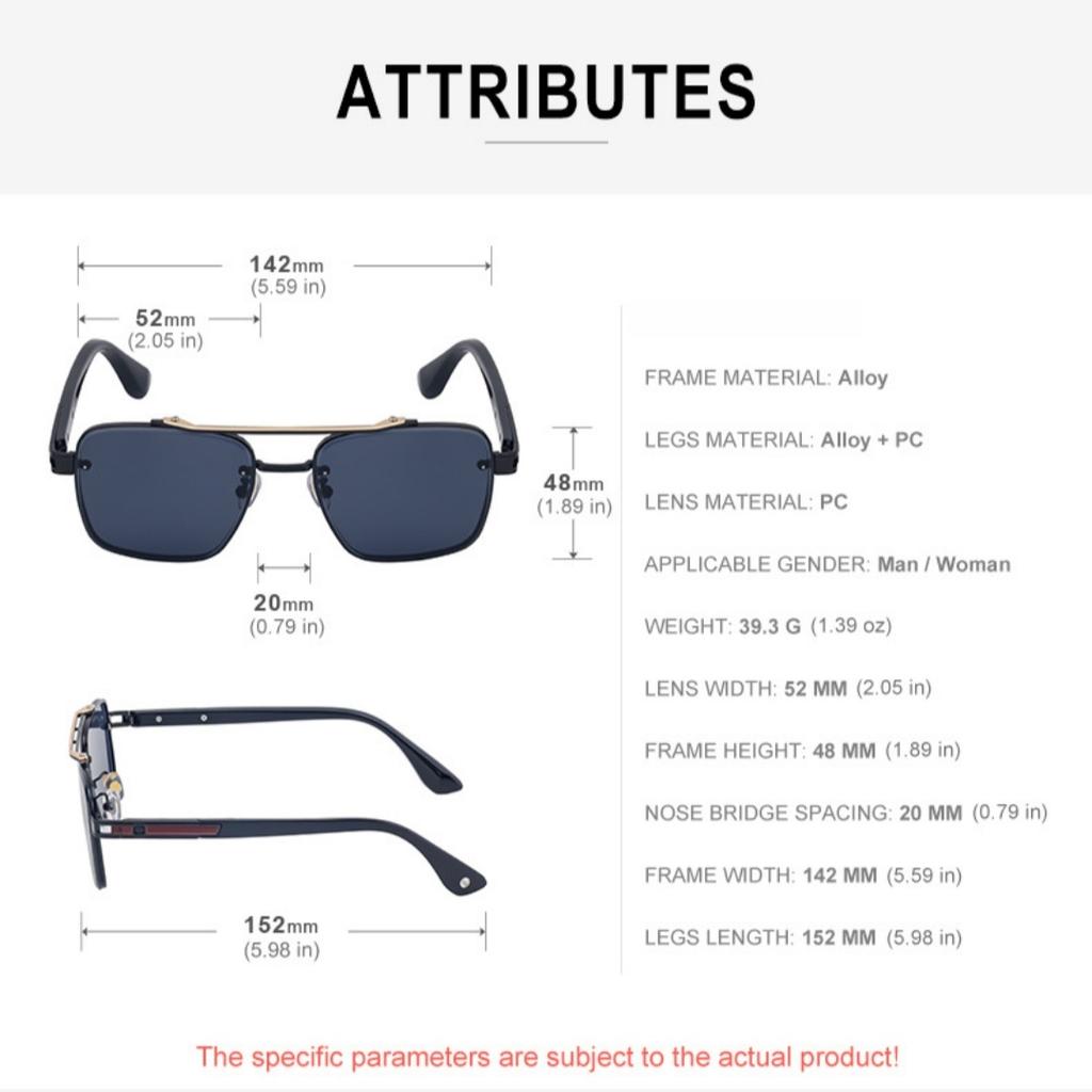 New Rectangular Frame Sunglasses Men's High-end Sunglasses Outdoor Driving Street Photography Trendy Glasses