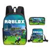 Roblox Retro Cartoon Backpack Set - Trendy 3-Piece Schoolbag for Kids