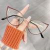 Fashion Metal Decorative Optical Spectacle Eyeglass Personality Hollowed Cat Eye Anti-Blue Glasses Ultra Light Unisex Glasses