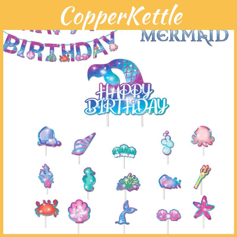 Stunning Mermaid Birthday Flag And Cake Picks Ideal For Ocean Theme Parties
