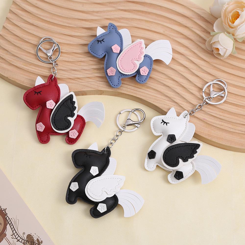 In-Stock Unicorn PU Leather Keychain: Stylish Pegasus Bag Charm