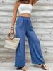 2025 European & American Style Women's Elastic Waist Casual Textured Wide-Leg Pants