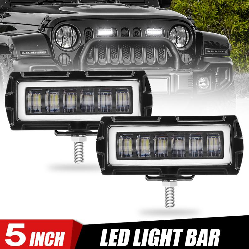 5 Inch LED Light Bar DRL Work Light Pods Off Road Headlight Driving Fog Lamp For Lada Niva Car Truck Motorcycle SUV ATV 12V 24V