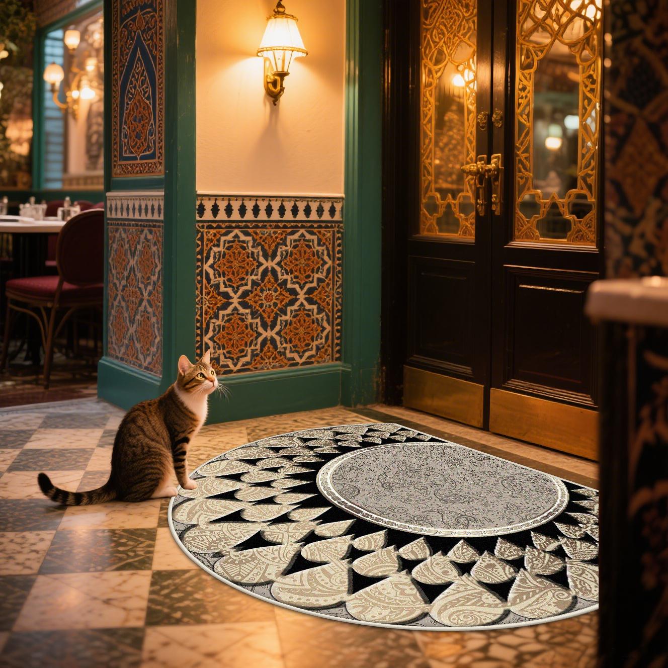 

Luxury Persian Style Dining Room Entrance Door Mat European Decor Home Non-slip Lobby Outdoor Floor Mats Bathroom Bedroom Rug 60x90cm