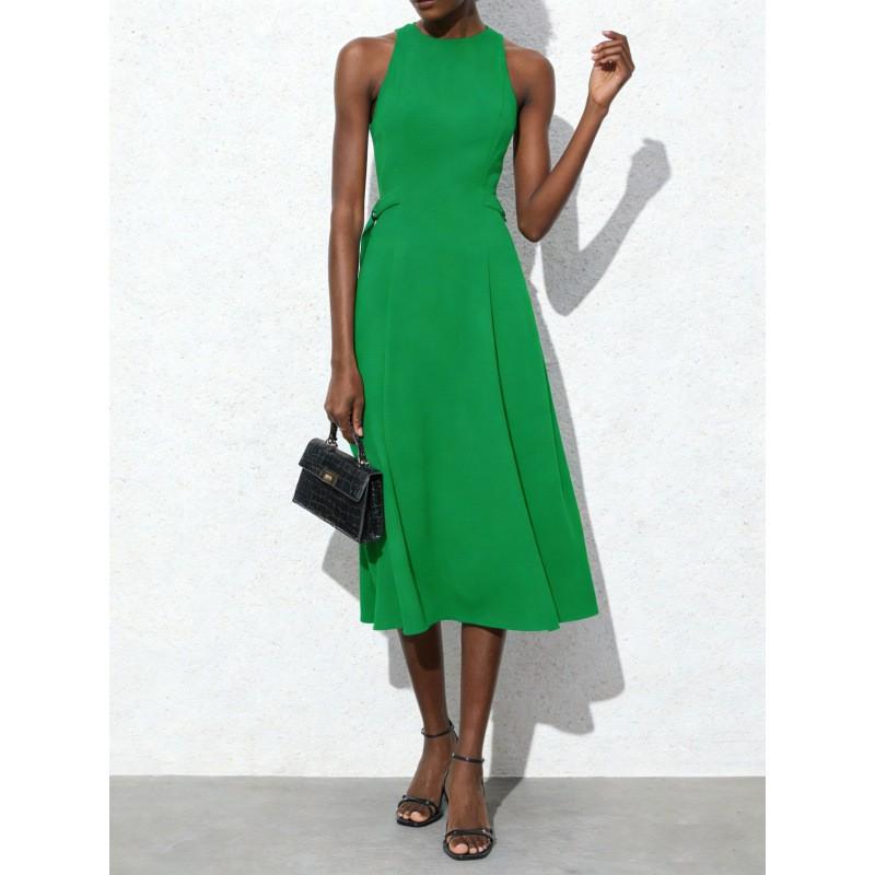Womens Sleeveless High-Waist A-Line Wrap Dress In Chiffon Slim Fit Maxi Daily Wear Small