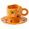 Creative Halloween-themed Ceramic Cups and Saucers Irregular Personalized Coffee Cups Coffee Saucers Pumpkin Bat Pattern Cups