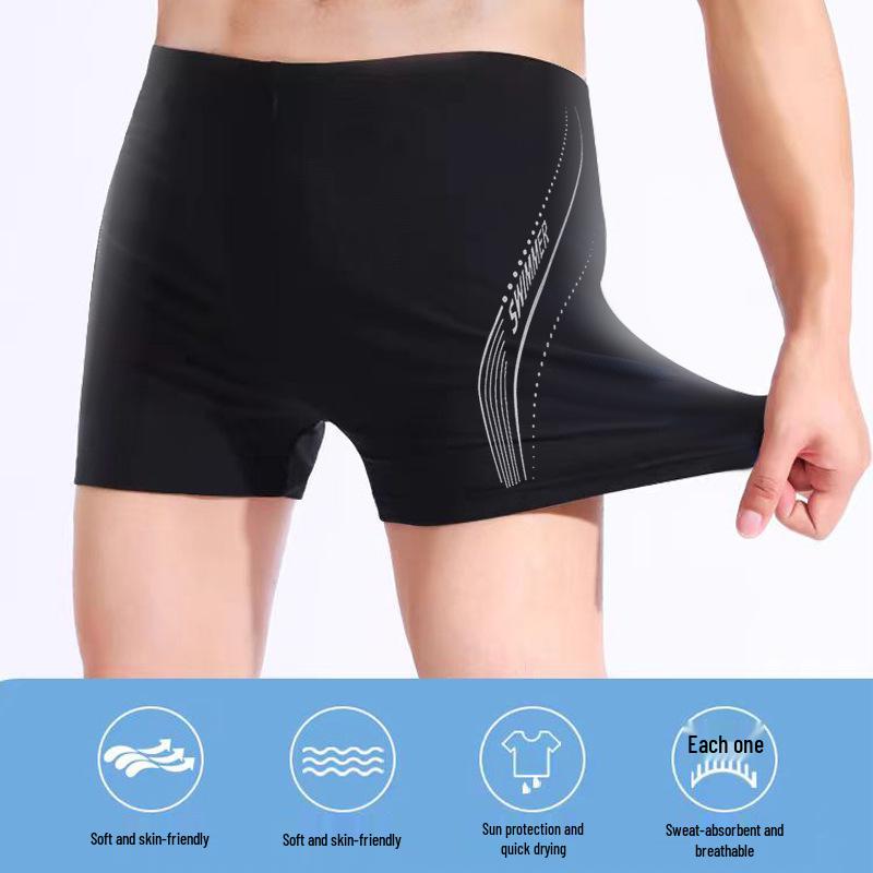 Plus Size Men's Quick-Dry Boxer Swim Trunks - 2025 New Summer Style Professional Swimwear
