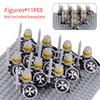 11 Silver Gray Knight Figures w Yel Edge Helm Swords Red Cross Shields White Cloaks No Baseplate