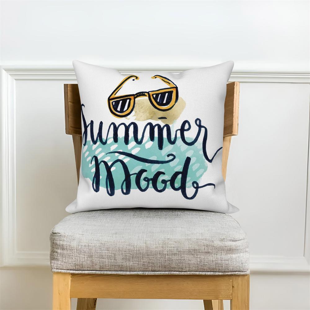 Home Sofa Office Cushion Pillowcase  Summer Vacation Alphabet Printed