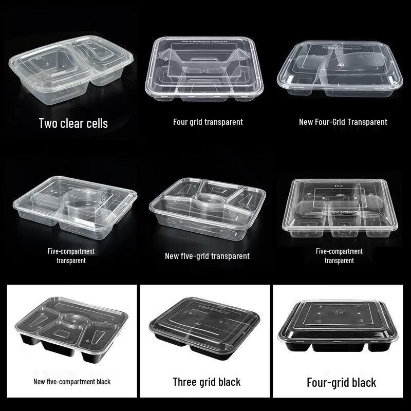 Disposable 4-Compartment Meal Prep Containers with Lids