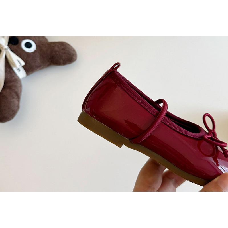 Girls Korean Style Bow Decorated Princess Leather Shoes