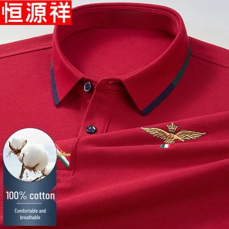 Hengyuanxiang Men's Cotton Long Sleeve Polo T-Shirt