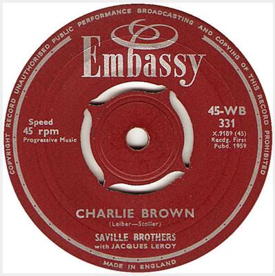 7inch Record SAVILLE BROTHERS, JACQUES LEROY / J - Charlie Brown / Side Saddle 45WB331 Embassy 1959 UK Soundtracks & Musicals Used