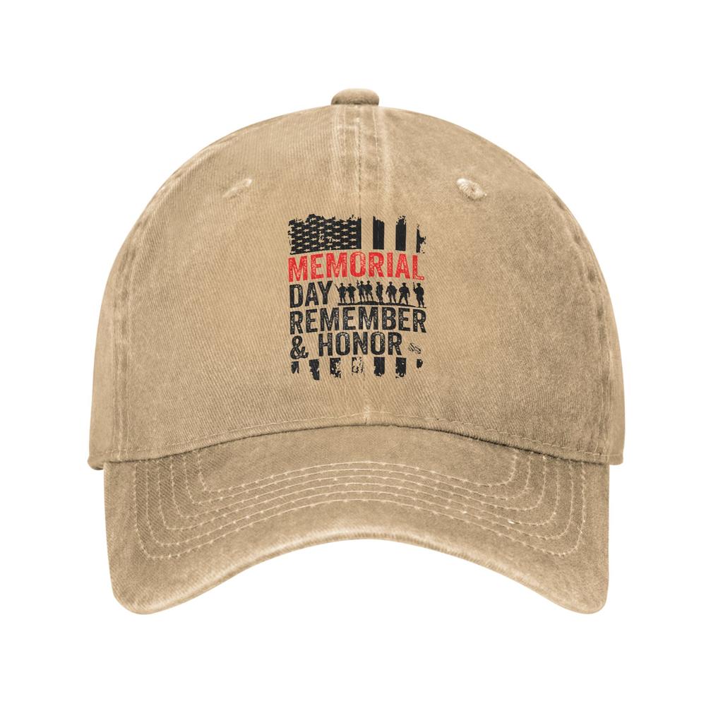 Memorial Day Patriot Unisex Women Baseball Cap Remember and Honor Distressed Denim Hats Cap Outdoor All Seasons Travel Snapback Cap