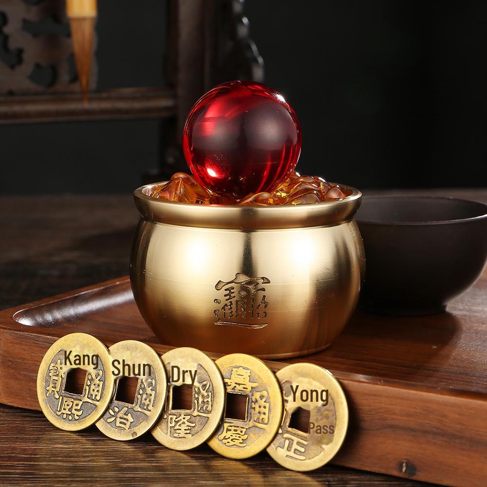 

Цилиндрический орнамент из латуни и золота: Подарок-украшение в виде рога изобилия для гостиной, приносящий богатство и удачу. Inner Base Engraved with Golden Toad