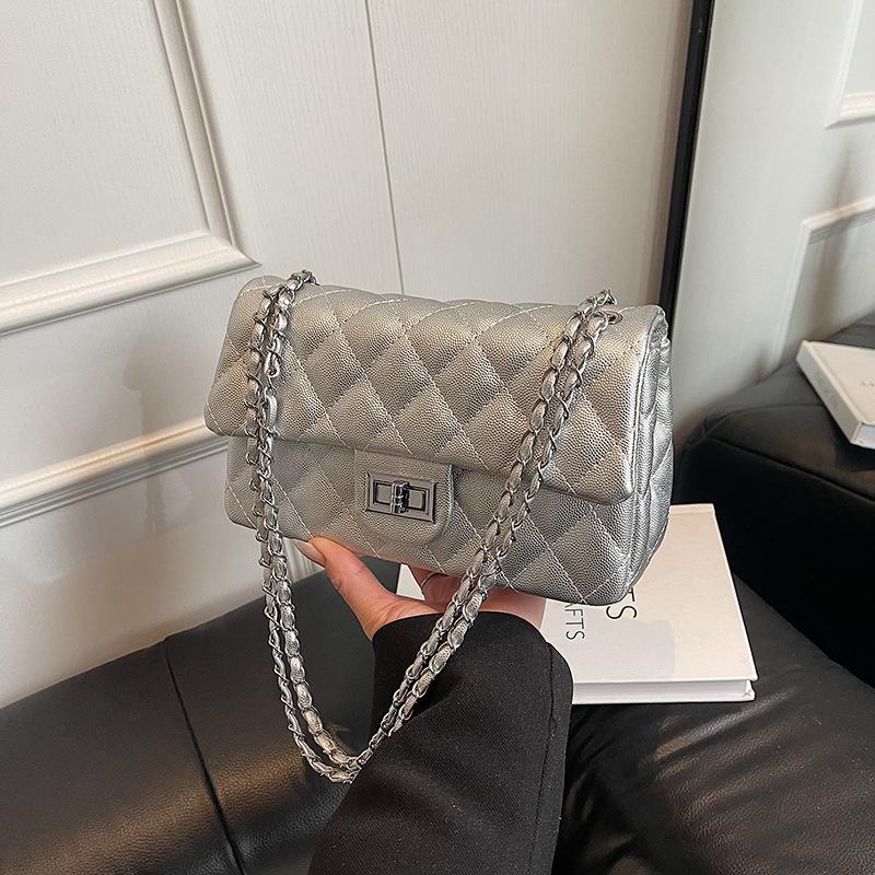 Rhombus Chain Bag Women's New Niche Design Versatile Fashion Small Square Bag Shoulder Messenger Bag