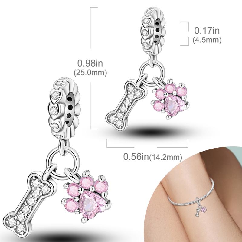 New 925 Silver Charms Bead Safety Chain Bead Fit Original Charms Bracelet Pendant Fine DIY Birthday Jewelry For Women
