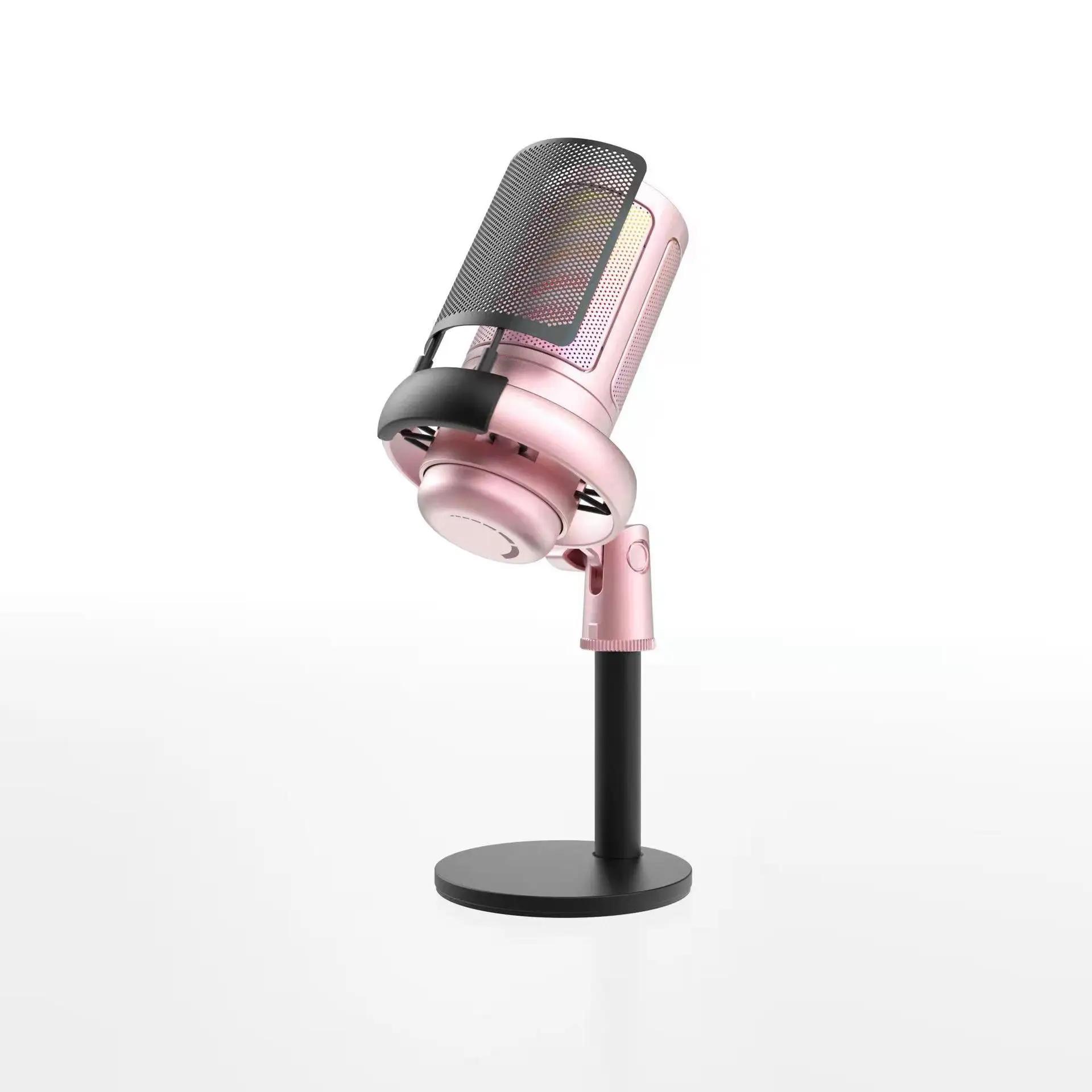 Professionelles Studiomikrofon ME6S, PC-Streaming-Spiel, Netzwerkvideo, Gesangsspielaufnahme, Anti-Spray-Mikrofonklang rosa