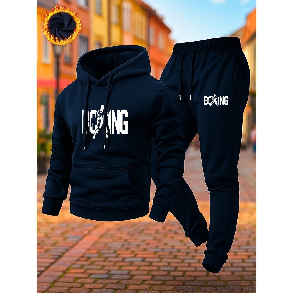 Ensemble de survêtement à capuche 2 pièces pour homme - Hiver, Sweatshirt ample décontracté et Pantalon de jogging