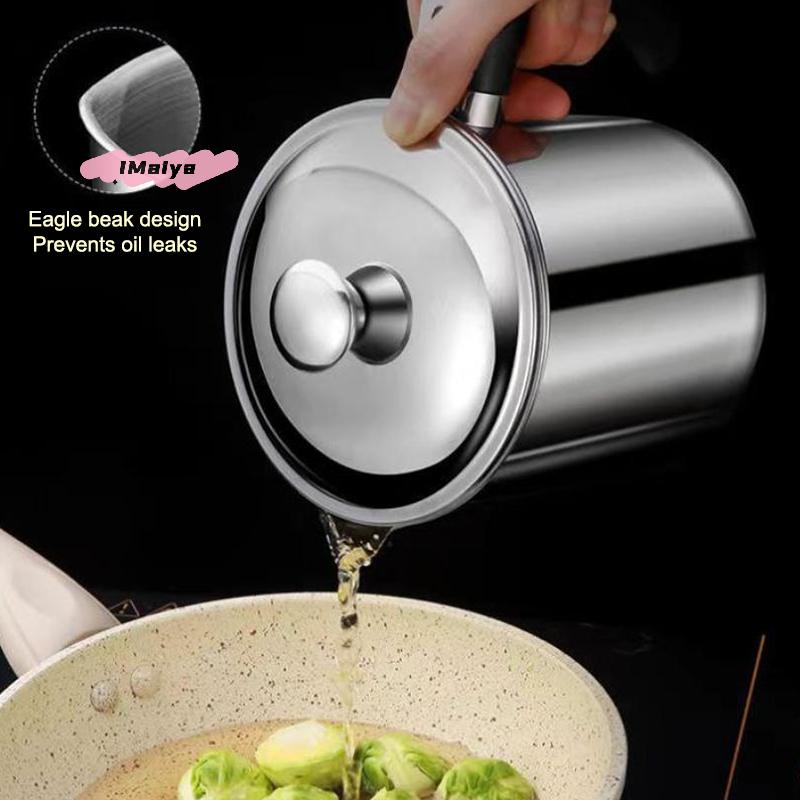 Durable Stainless Steel Oil Pot with Built-in Filter, Easy To Install Design, Leak-proof and Convenient, Kitchen and Restaurant