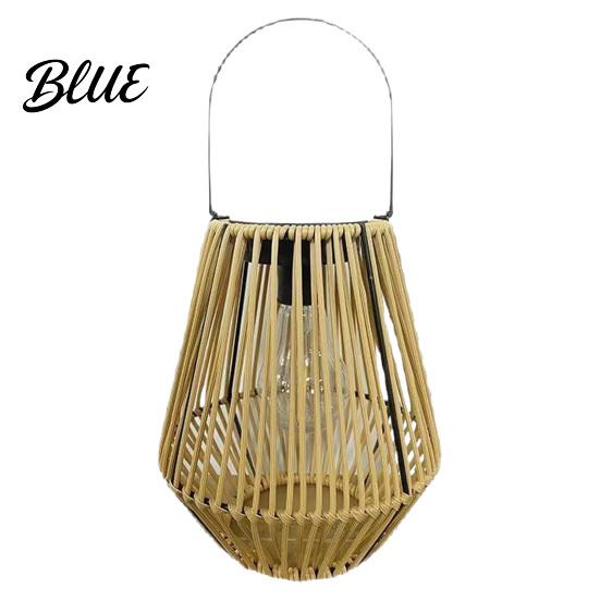 Decorative Solar Light Waterproof Eco-friendly Lantern Faux Outdoor Rattan Woven Light Rustic Lantern Powered Hanging for Garden Balcony Patio