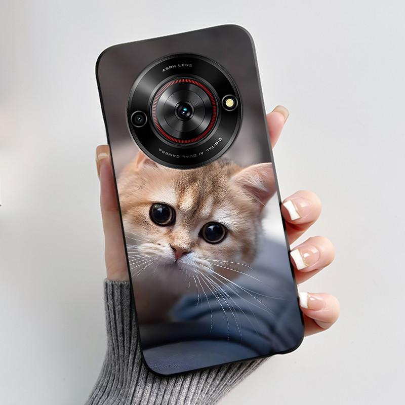 Cute Cartoon Case For ZTE Blade A75 5G/Nubia Focus 5G/Nubia Calf 5G Printing Shell Protective Cover Soft Silicone Black Casing