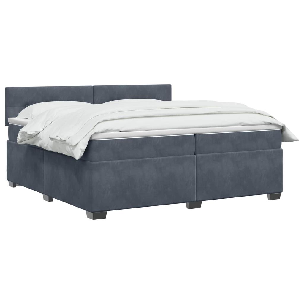 Box Spring Bed with Mattress Dark Grey 200 x 200 cm Velvet