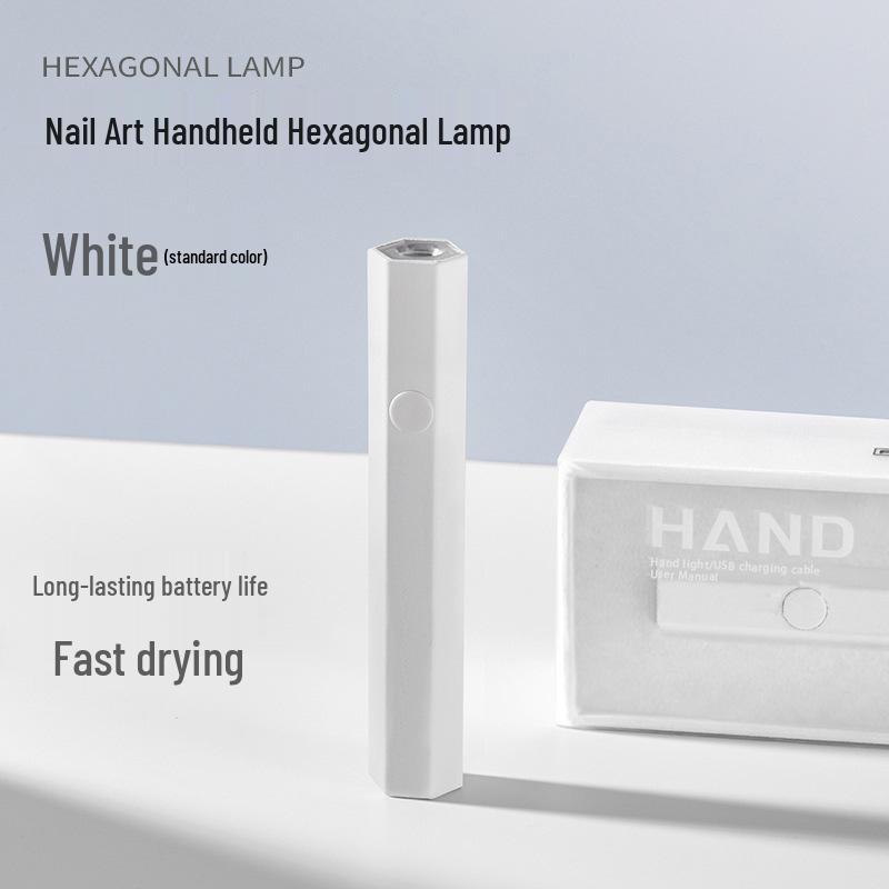 Wearable Mini Rechargeable Hexagonal Nail Art Phototherapy Lamp White Handheld Lamp