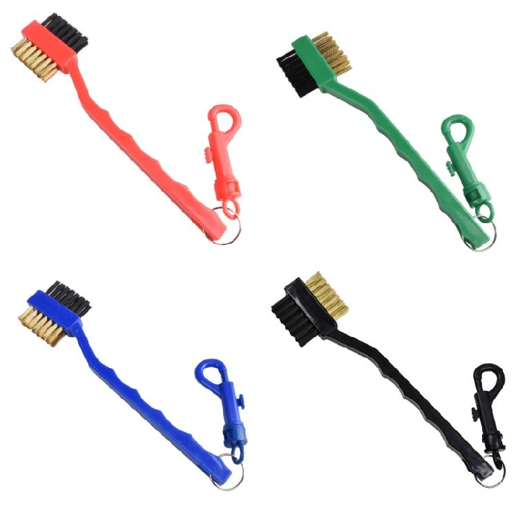 Double Sided Golfs Head Brush with Spikes for Cleaning Grooves Shoes Golfs Club Cleaner Brush with Retractable Carabiner