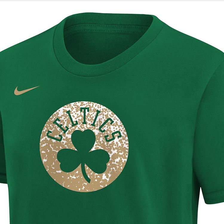 Nike X NBA Boston Celtics Crew Neck Comfortable Letter Soft Short Sleeve T-Shirt Kids Tops Green 3Z2B7NBBM-CEL