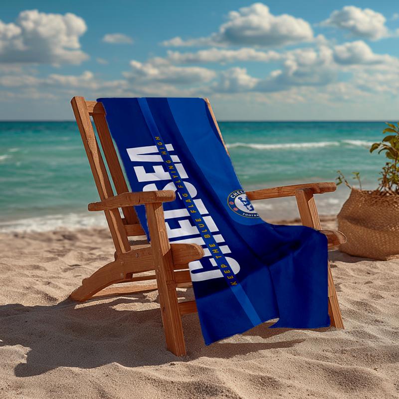 Ultra-Soft Beach Towel with Chelsea Football Club Theme,Ideal for Pool - Camping, Diving - Perfect Travel Essential, Vibrant Beach Towel.