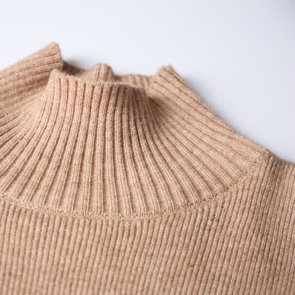 Solid Color Loose Turtleneck Knit Sweater Wide Leg Pants Suit