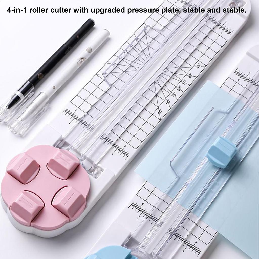 Paper Cutter 4-in-1 Multi-Function Photo Cutter Scrapbooking Cutter Creasing Machine Hand-Cutting Card Label Cardboard Art Tools