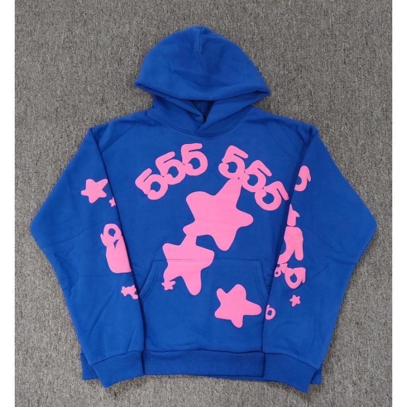 Heavy fleece foam print spider web hoodie sports casual sweater sweatpants set