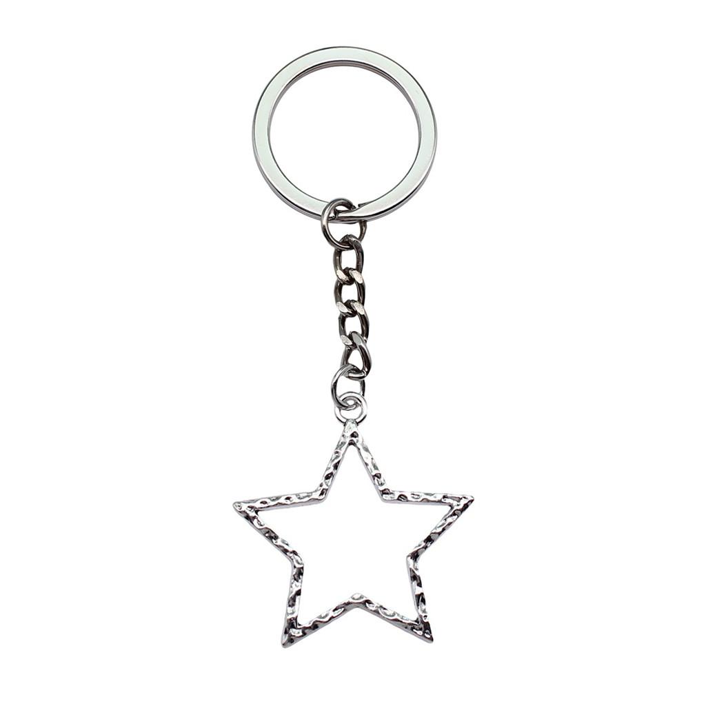 Dreifachmond Pentagramm Anhänger Schlüsselanhänger Stern Wicca Thema Schlüsselring 28mm