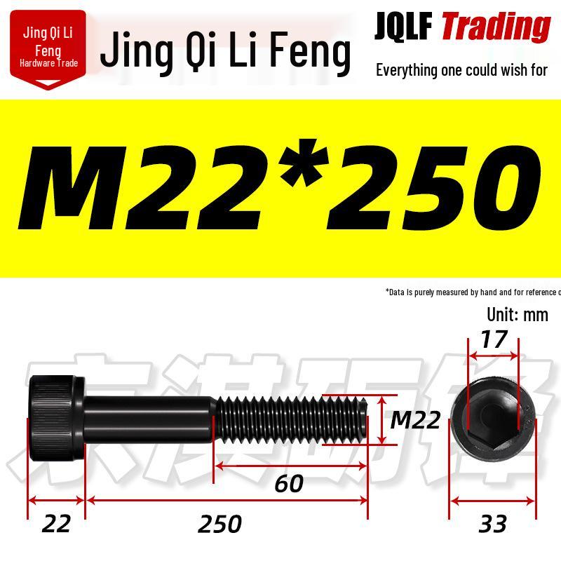 M20-M27 High Strength Blackened Hex Socket Head Cap Screw with Knurled Cylindrical Half Thread