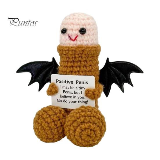 Unique Crochet Figurine Handmade Ornament, Funny Positive Desk Buddy, Cute Fun Knitted Gift Figurine, Emotional Support Keepsake for Friends Coworkers