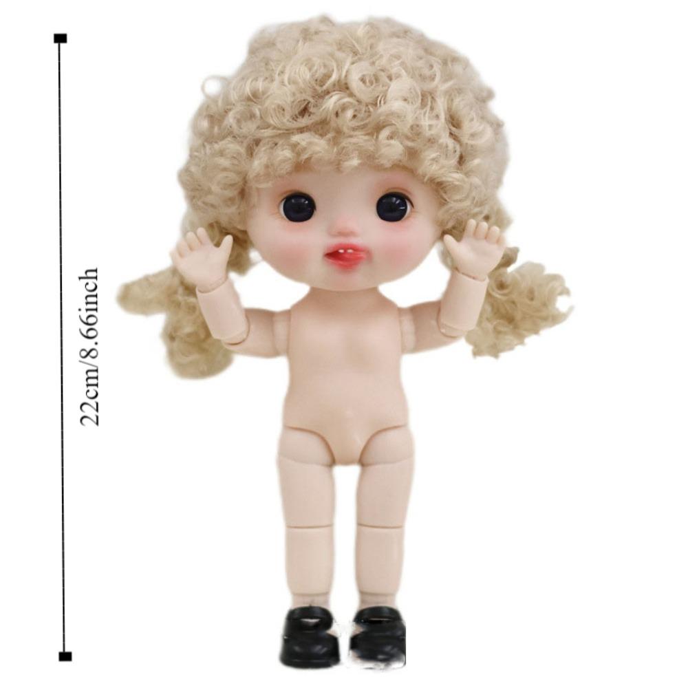 Beautiful 1/6 Movable Joint Doll Body Toys Moveable Nude 22 Ball Jointed Doll 3D Kawaii Big Head Doll with Hair Girl