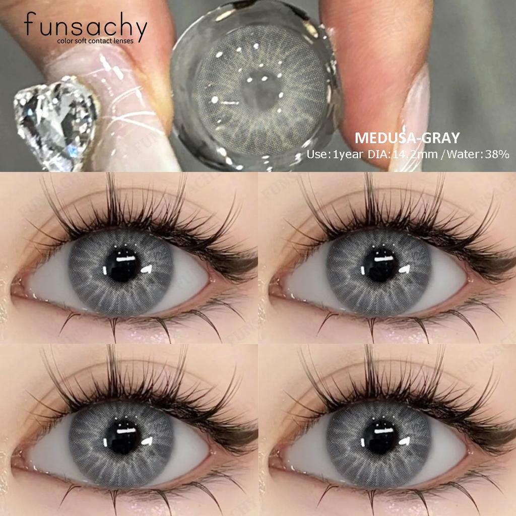 FUNSACHY 2pcs Green Contact Lenses Natural Beauty High Quality Colored Lens Beauty Cosmetics Makeup Pupils Eye Contacts Yearly