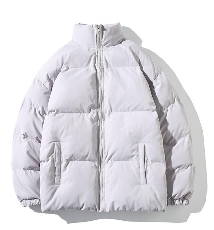 Korean Style Men's Thick Cotton Jacket - Loose, Warm, Stand-up Collar, Plus Size for Autumn & Winter