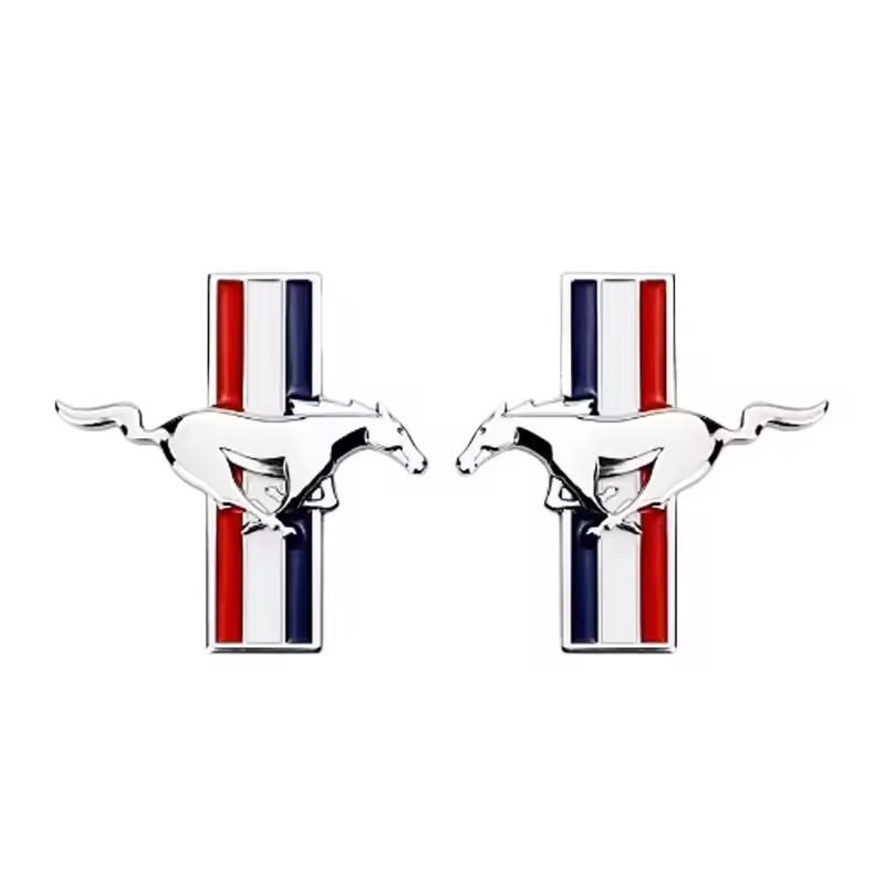 Car 3D Metal Badges Fender Side Stickers Running Horse Styling