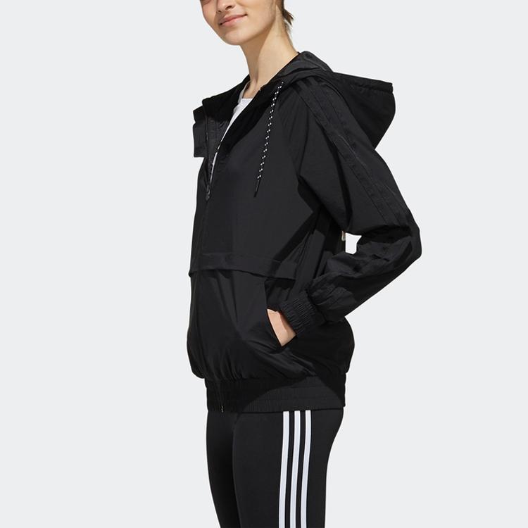 Adidas Neo Hooded Sports Jacket Unisex Outerwear Black FK9939