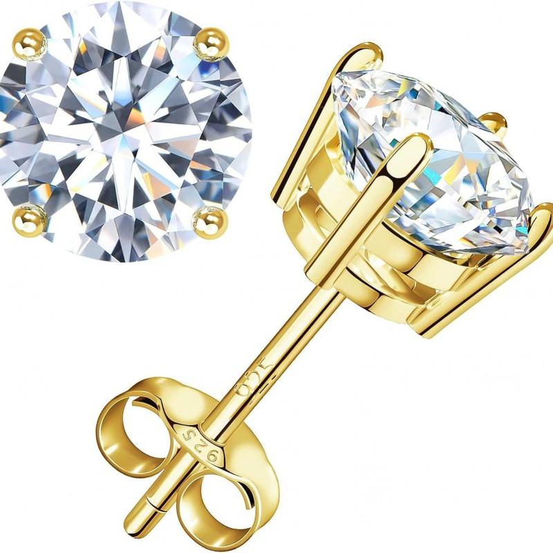 4-Prong Moissanite Stud Earrings Women Minimalist Small Fashion Jewelry Sterling Hypoallergenic