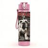 1 Stück Retro Bulldogge Hund Vintage Porträt Druck 750ml Tragbare Sportwasserflasche Auslaufsicher Reise Fitnessstudio Trinkbecher
