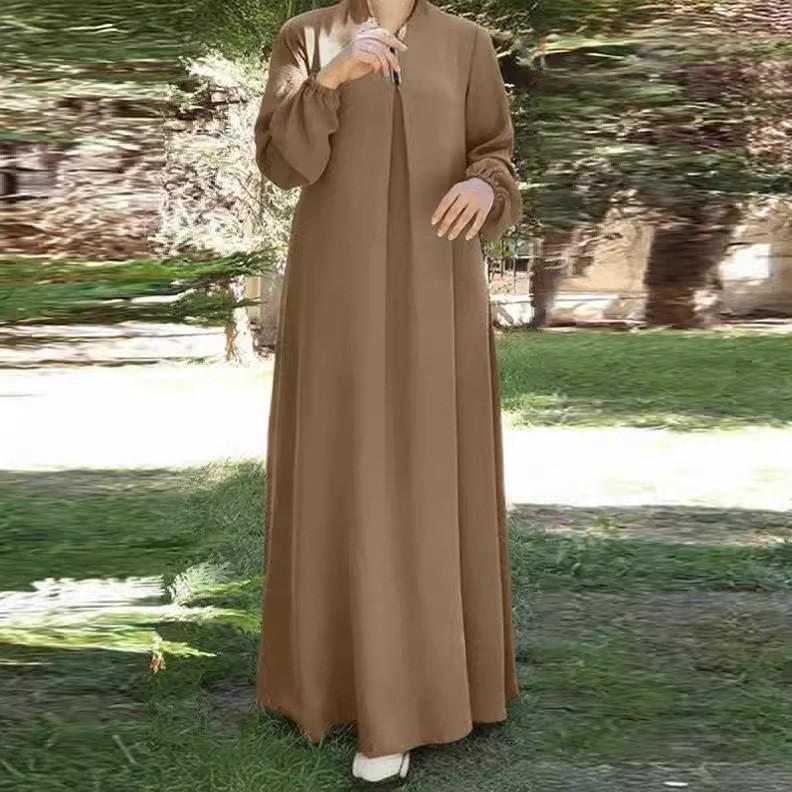 2024 Einfarbiges Langarm-Lockeres Kleid - Nahöstlicher Muslimischer Stil