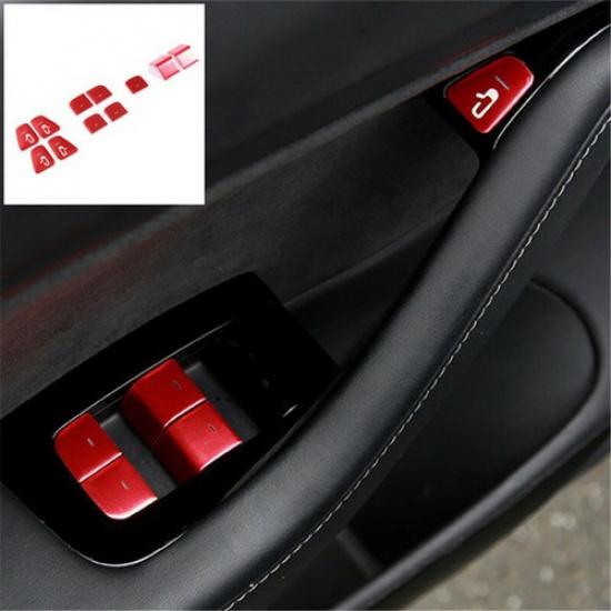 11pcs Aluminum Alloy Car Interior Door Window Lift Button Cover For Model 3 2018