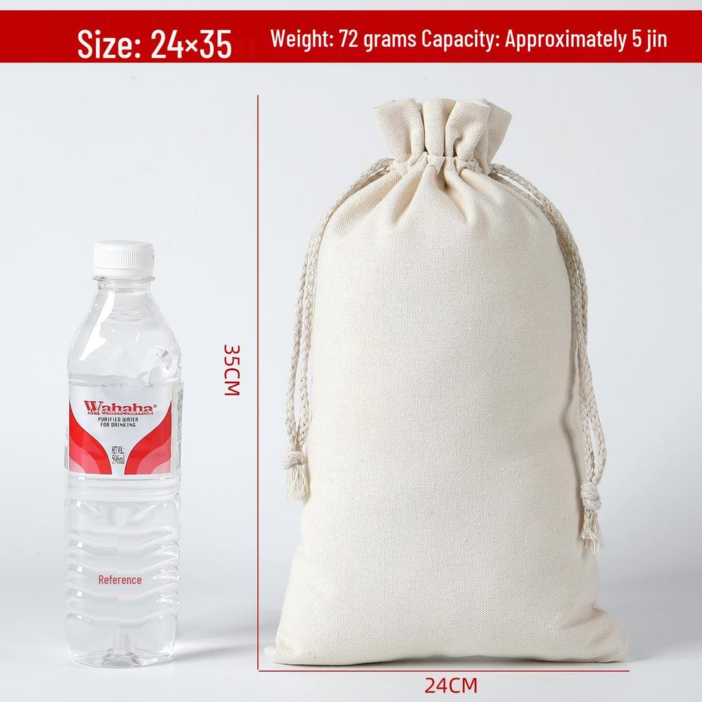 Cotton Linen Drawstring Canvas Bag, Single Layer Breathable Storage for Sundries