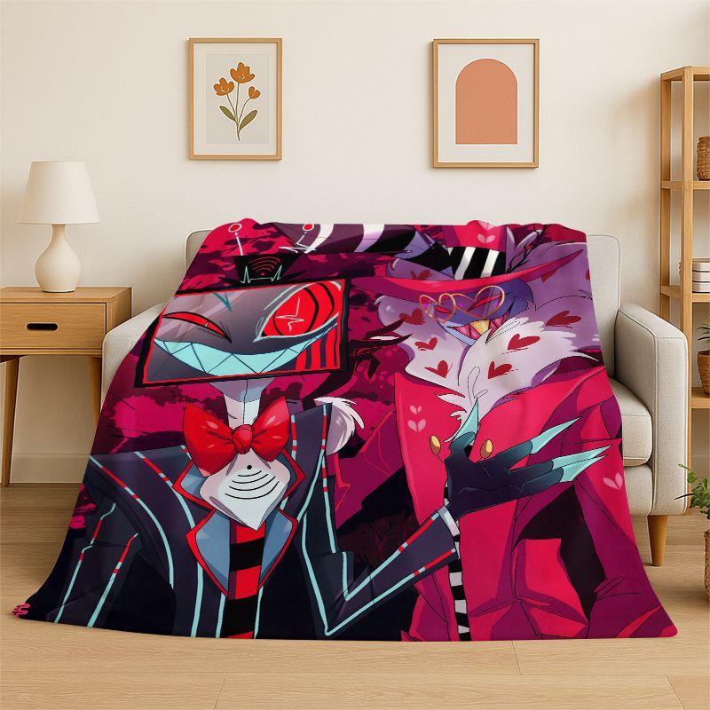 3D Cartoon H-Hazbin Hotel Charlie Flannel Blanket Soft Warm Throw Blanket for Bedroom Living Room Bed Travel Camping Picnic